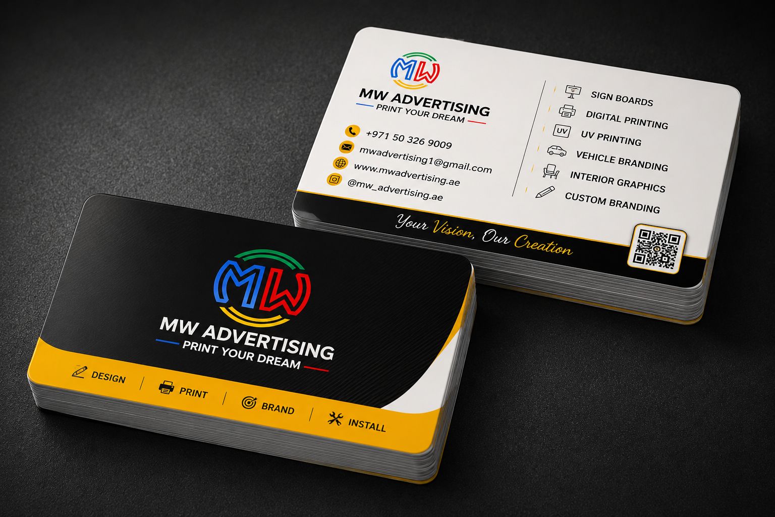 Business card printing in dubai by MW Advertising